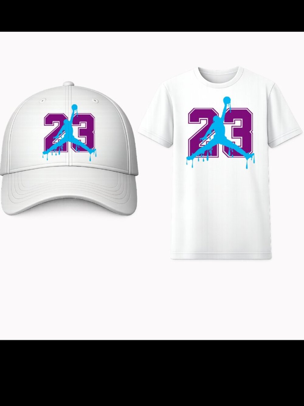 (Men/Women Large 23 White and Purple Shirt and Hat)